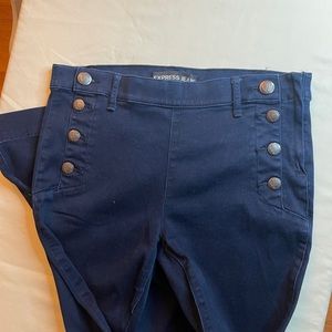 Unique flare jeans by Express. Adorable sailor double panel button front.